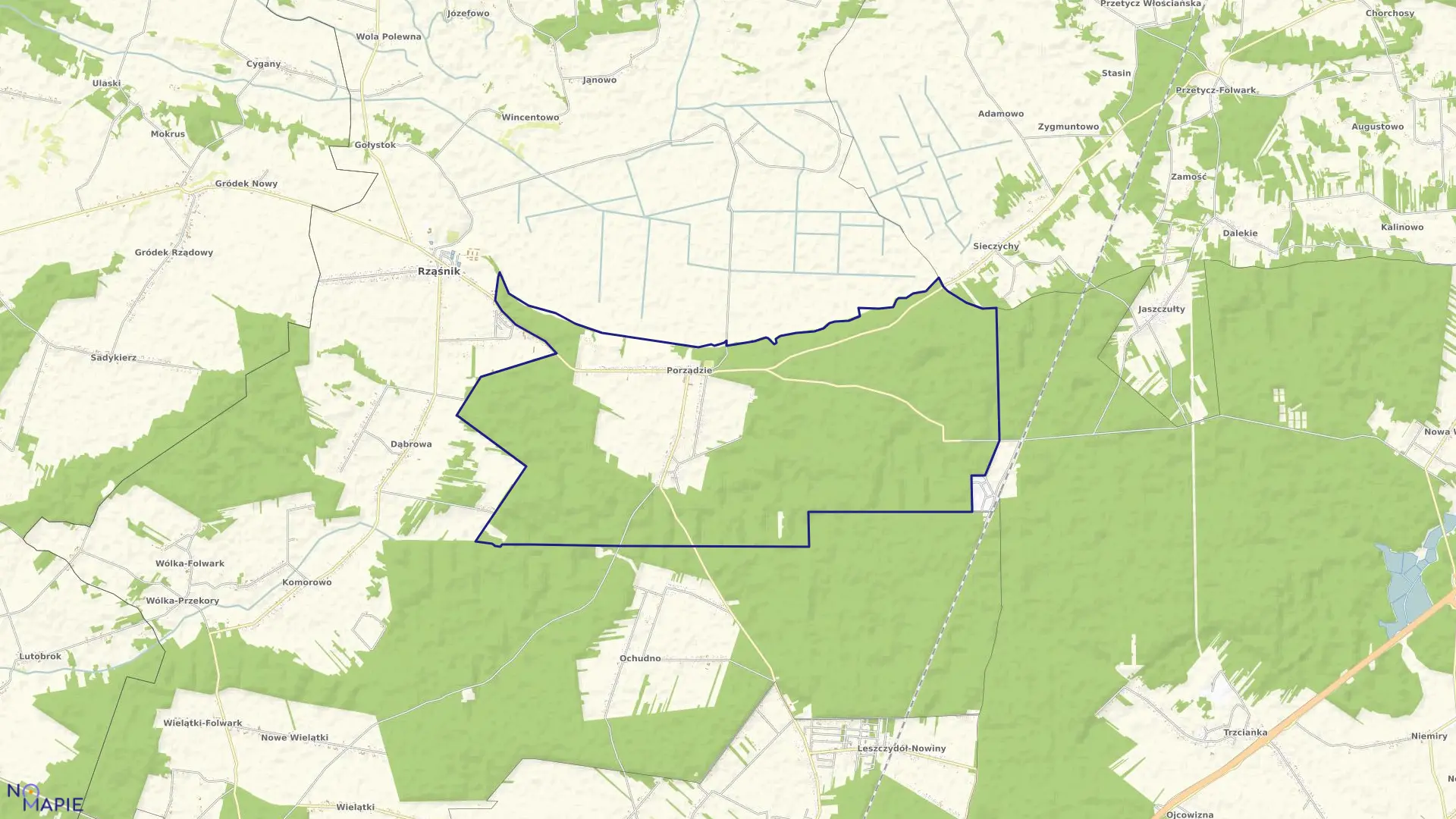 Mapa obrębu PORZĄDZIE w gminie Rząśnik