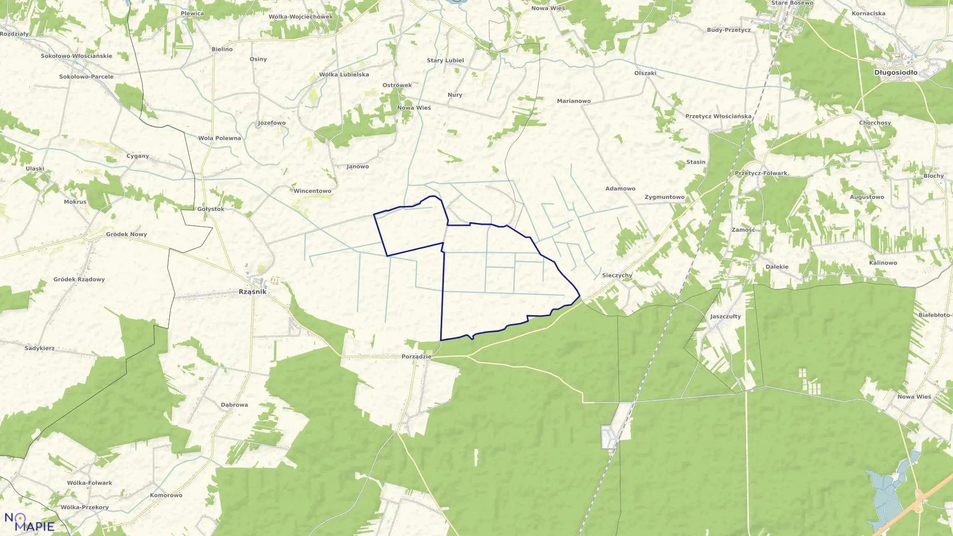 Mapa obrębu WINCENTOWO BAGNO P w gminie Rząśnik