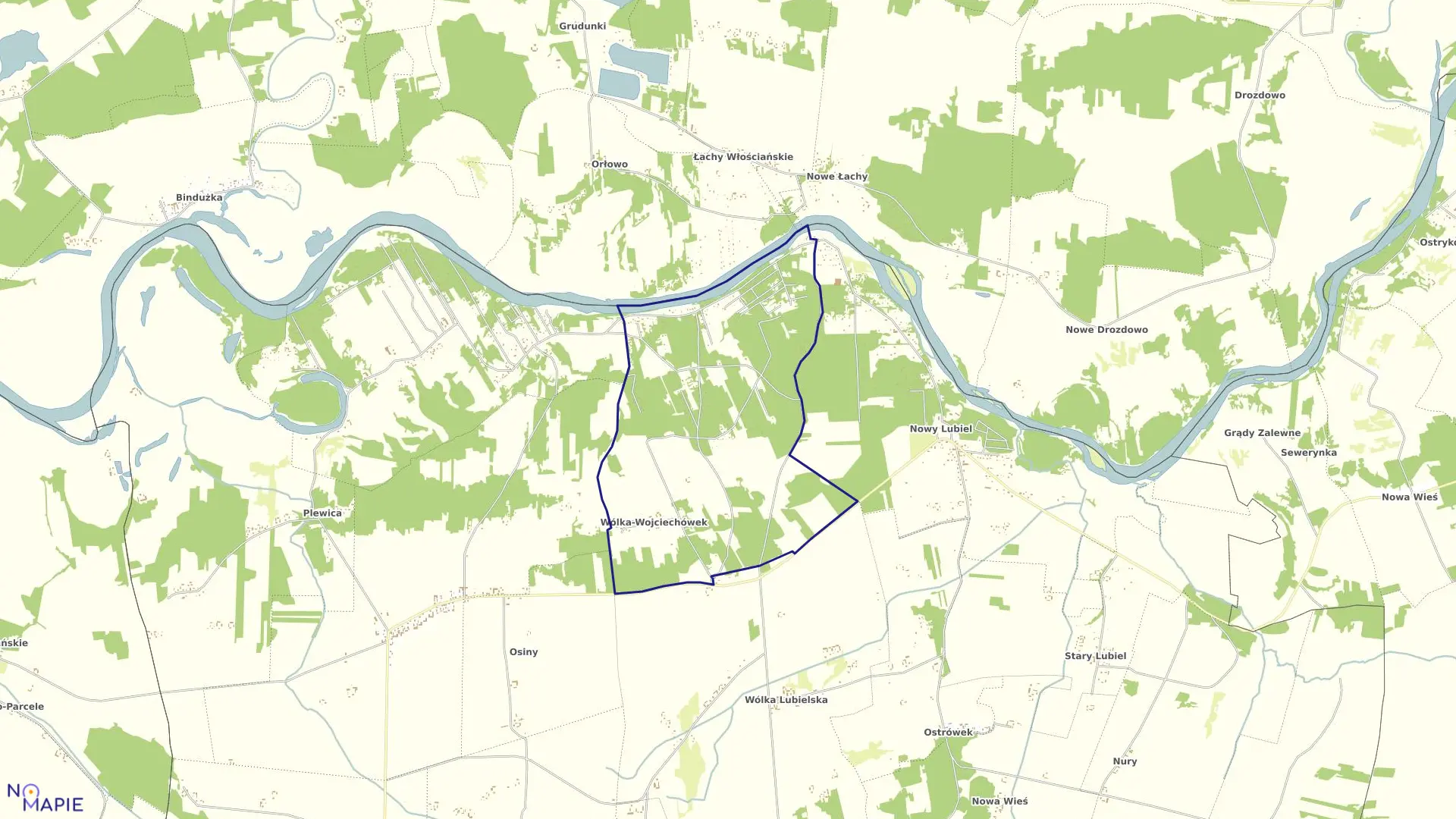 Mapa obrębu WÓLKA WOJCIECHÓWEK w gminie Rząśnik